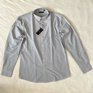 American Tall Traveler Stretch Dress Shirt for Tall men in Grey Mini Plaid